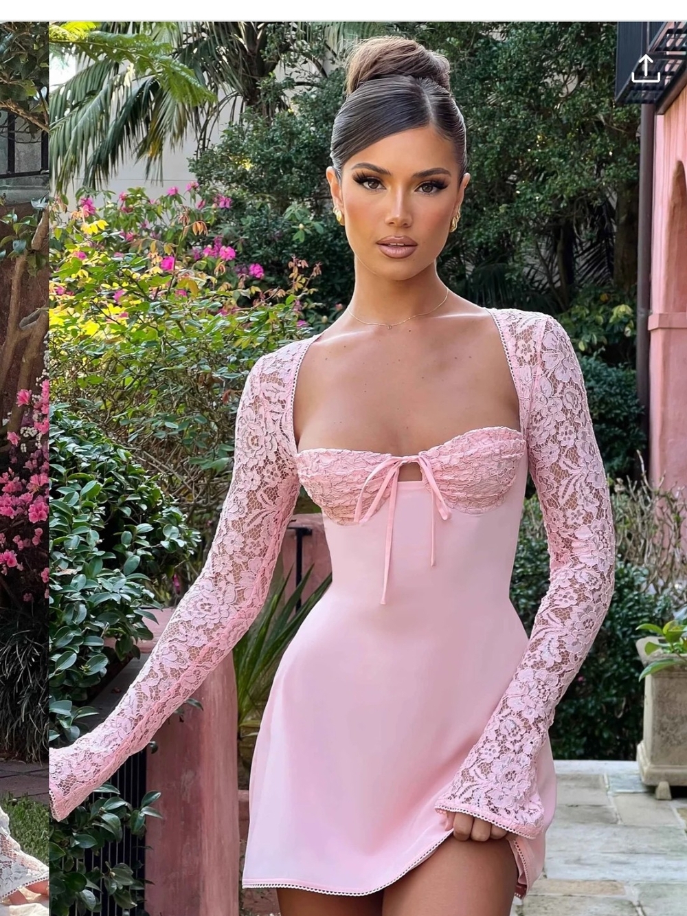 Babyboo Jacinta Pink Lace Long Sleeve Dress